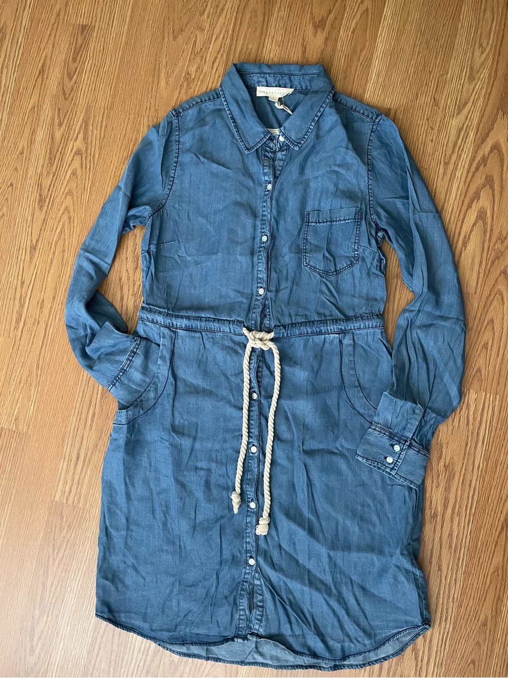 NWT Lovestitch Chambray Shirt Dress w/Rope Tie size Large Americana coastal